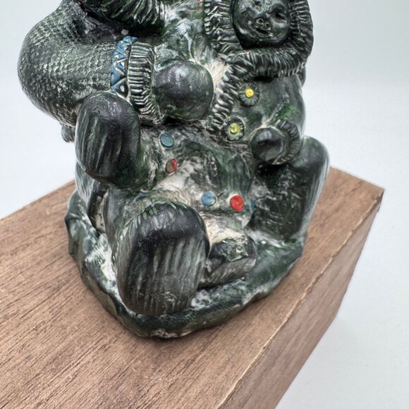 Inuit Sculpture Black Soapstone Hand Made The Wolf Sculptures Canada Parent moth - Picture 4 of 13